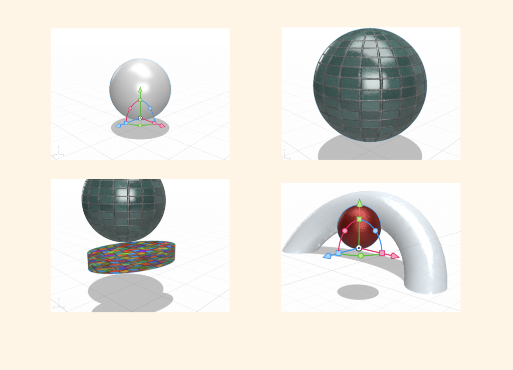 Overicht van hoe je 3D elementen opbouwd in (Dimensions) met gebruik van texturen.